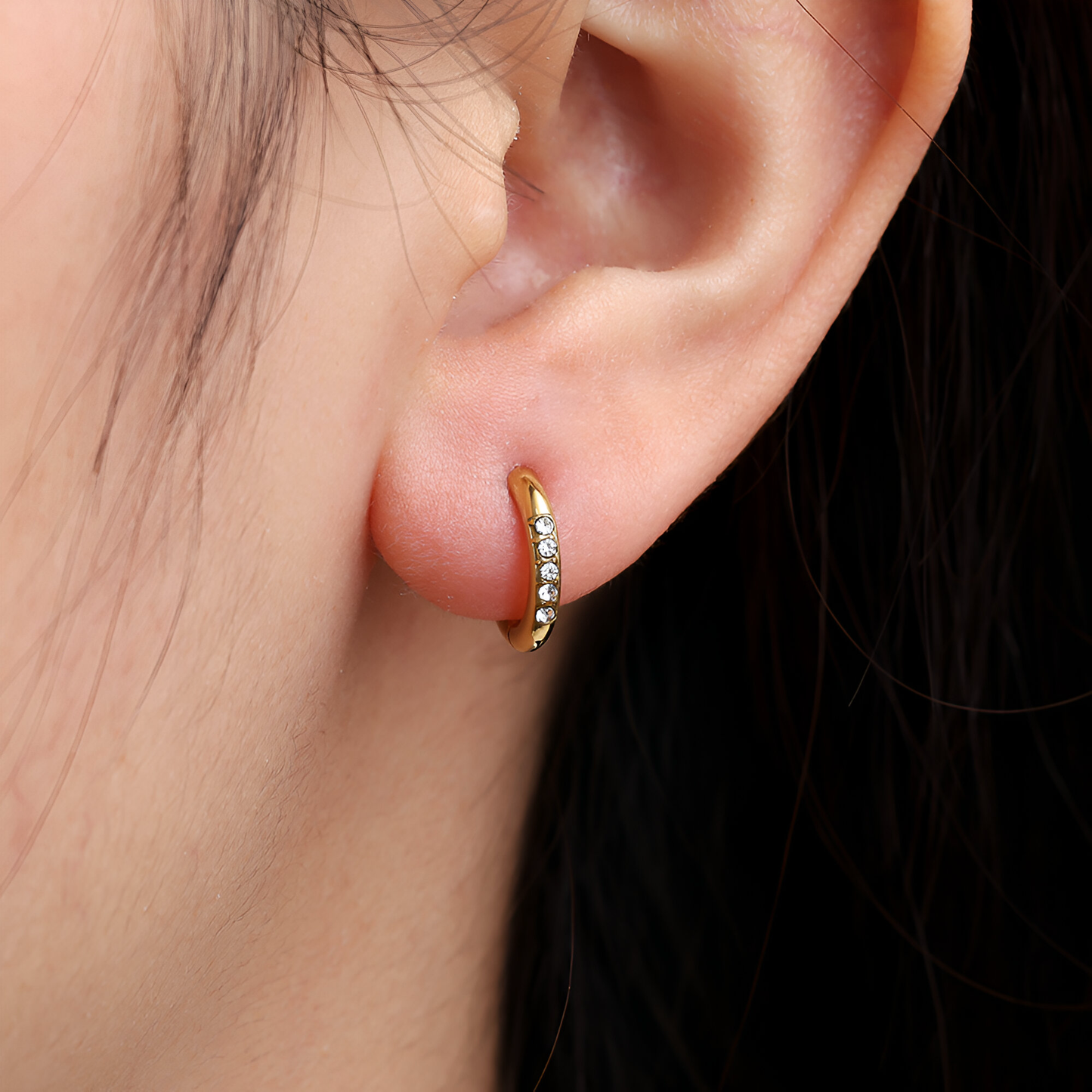 Crystal Dot Hoops-Ohrringe