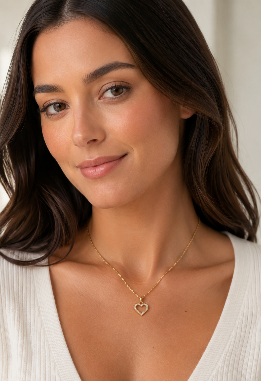 CRYSTAL HEART NECKLACE | GOLD