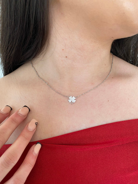 Kleeblatt-Halskette| 925 Sterling Silber