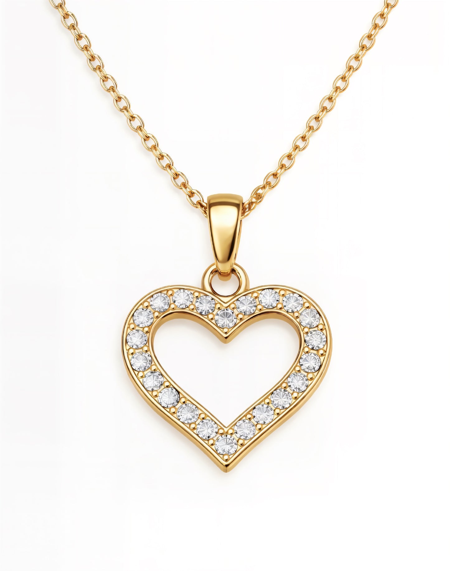 CRYSTAL HEART NECKLACE | GOLD