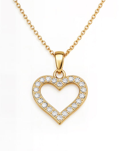CRYSTAL HEART NECKLACE | GOLD
