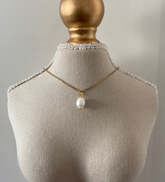 Simple Pearl-Halskette|Edelstahl 18K