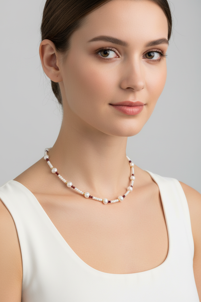 Aurora Rouge-Süßwasserperlenkette