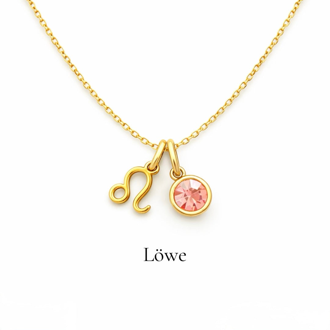 Löwe & Geburtsstein-Halskette
