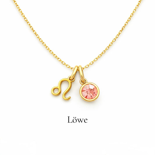 Löwe & Geburtsstein-Halskette