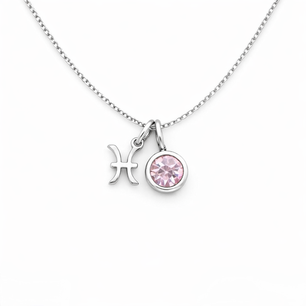 Fische & Geburtsstein-Halskette